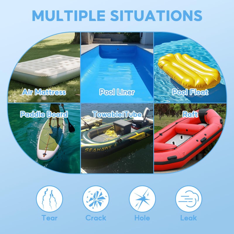 CLIO Inflatable Boat Repair Patches, 3 Pcs Waterproof PVC Set for Rafts, Kayaks, Canoes, Gray - Image 5